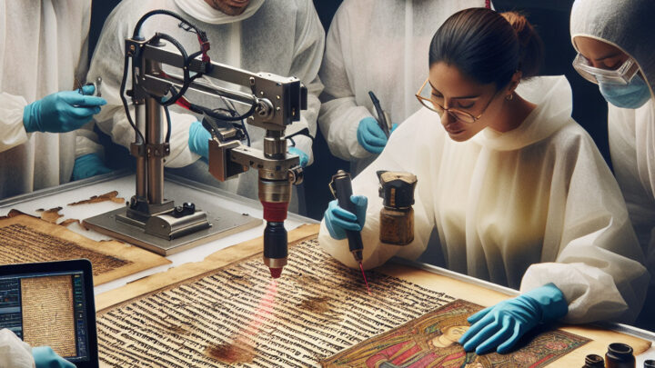 The use of laser cleaning in the restoration of ancient manuscripts.
