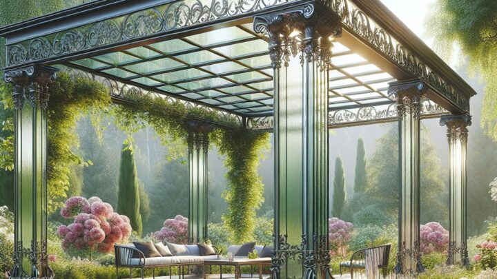 Pergola szklana w stylu minimalistycznym